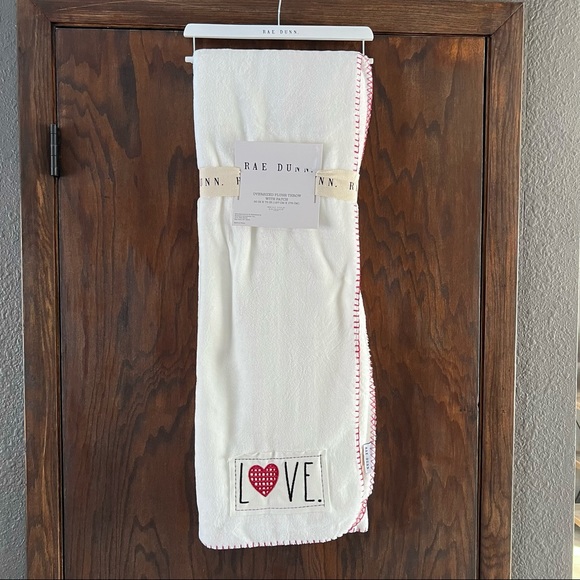 Rae Dunn Bedding Rae Dunn Love White Plush Throw Blanket 5 X 60 Red